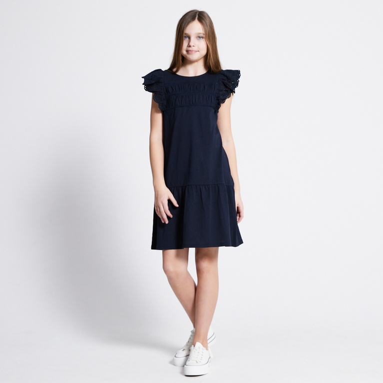 Broderie frill dress "Siv" Navy
